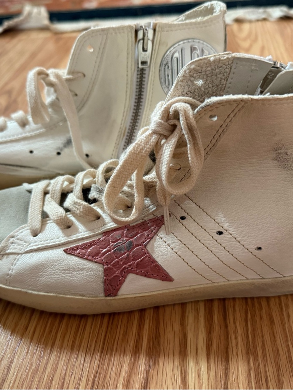 Golden Goose Francy White High-Top Sneakers with pink star size 39 - Picture 10 of 10